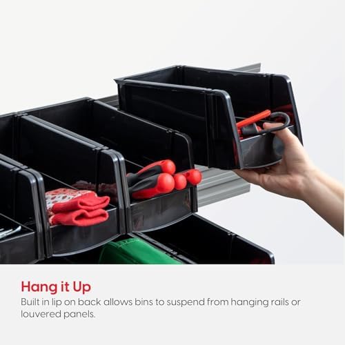 IRIS USA 8-Pack, Medium Stackable Storage Bins, Black