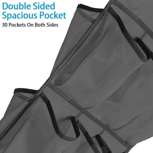 3Pcs 30 Large Pockets Dual Sided Hanging Shoe Organizer Double-Side Closet St...