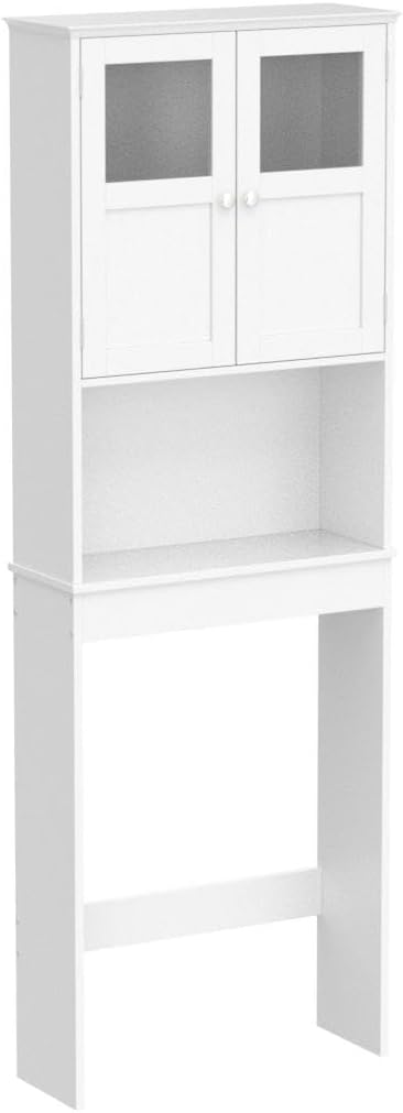 Bonnlo Over the Toilet Storage Cabinet with Adjustable Shelf White Bathroom F...