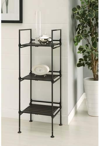 Organize It All Espresso 3 Tier Square Free Standing Storage Shelf, Dimension...