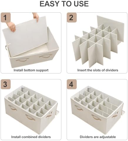 TOPIA HOME Shoe Organizer for Closet 2 Pack, Foldable Shoe Box with Adjustabl...