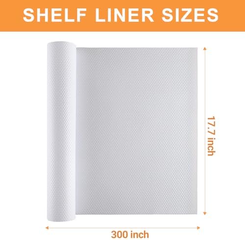 FLPMIX Cabinet Shelf Liner White: Waterproof Non-Adhesive 17.7" W x 300&...