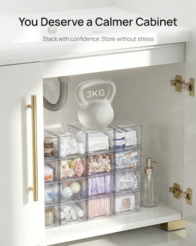 Vtopmart Clear Under Sink Organizer, 8 Pack Stackable Storage Drawers Set Des...