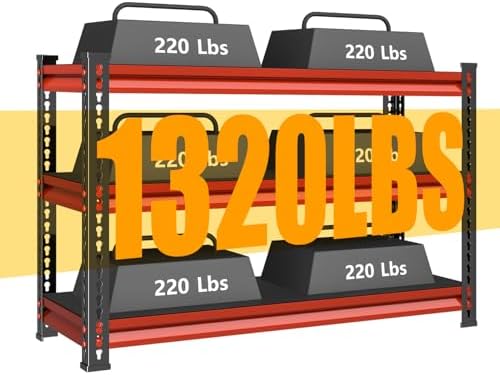 3-Tier Garage Shelving Heavy Duty, 40" W Metal Shelving Unit for Garage,...