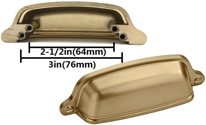 10 Pack 3 inch (76 mm) Champagne Bronze Cabinet Cup Pulls Drawer Pulls Kitche...