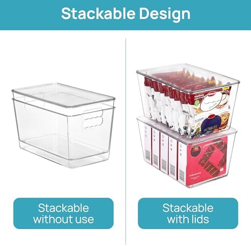 Vtopmart 10 Pack Clear Stackable Storage Bins with Lids and Handles, Large