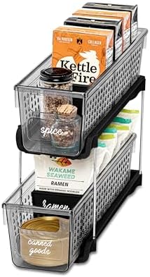 Madesmart Mini 2-Tier Plastic Multipurpose Organizer with Divided Slide-Out S...