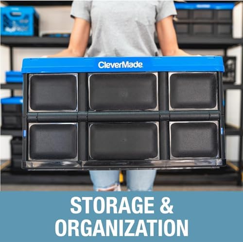 CleverMade Collapsible Storage Bins, 62L 3 Pack, 100 lb Stackable, Stone