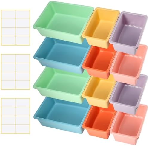 Zonon 12 Pcs Plastic Cubby Bins Office Storage Container Storage Bins Plastic...