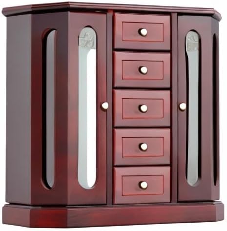RR ROUND RICH DESIGN Vintage Jewelry Armoire with Mirror Brown