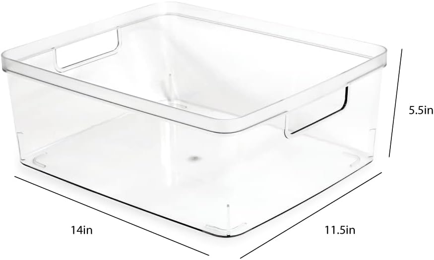 Isaac Jacobs 2-Pack Large Clear Storage Bins (11.5” L x 14” W x 5.5” H)