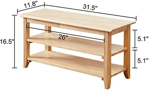 XKZG Shoe Rack Bench Wooden Storage Bench Entryway Bench, Natural, 31.5"