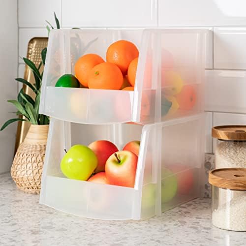 IRIS USA 4-Pack, X Large Plastic Stackable Storage Bin Organizer, Clear