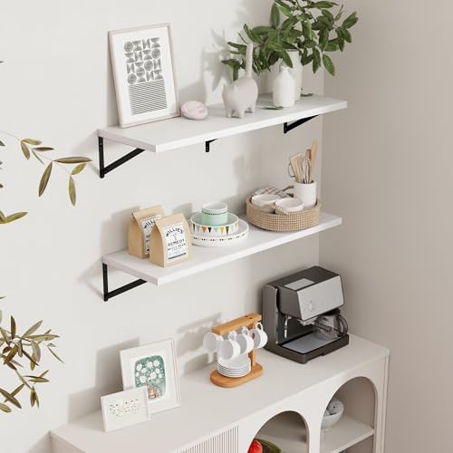 Axeman Floating Shelves for Wall White - 36 Inch Wide x 12 Inch Deep Wall She...