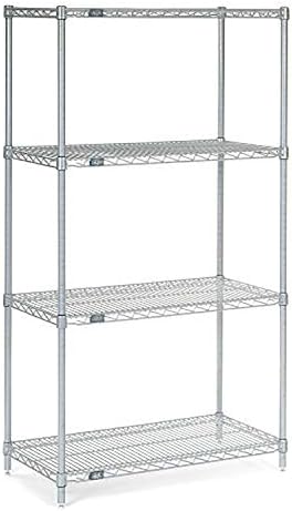 Nexel Adjustable Wire Shelving Unit, 4 Tier, Commercial Dry Storage Rack, 12&...