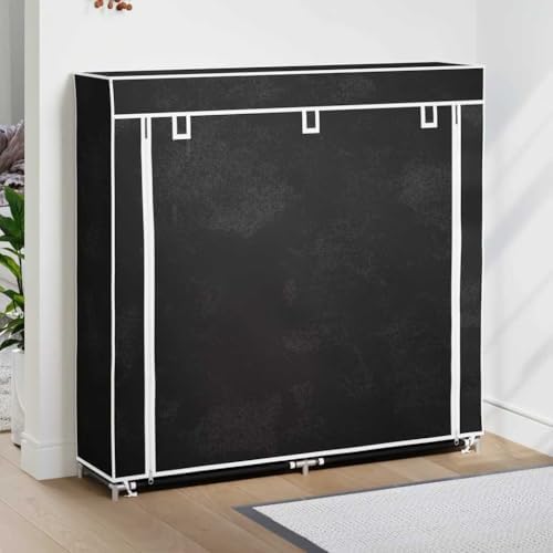 vidaXL Fabric Shoe Cabinet with Cover 45" x 11" x 43" Black