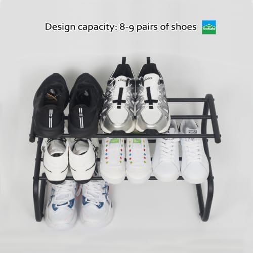 Small Metal Shoe Rack, 2 Tier 5-Shaped Shoe Storage Organizer (9 Pairs)