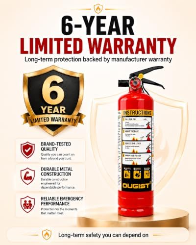 Ougist Home Fire Extinguisher, 2.5 lb ABC Dry Chemical 1-A:10-B:C, 1 Pack