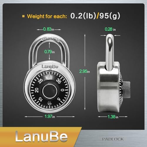 LanuBe Lock Standard Dial Combination Padlock 24 Pack Wide 2-in Black Dial