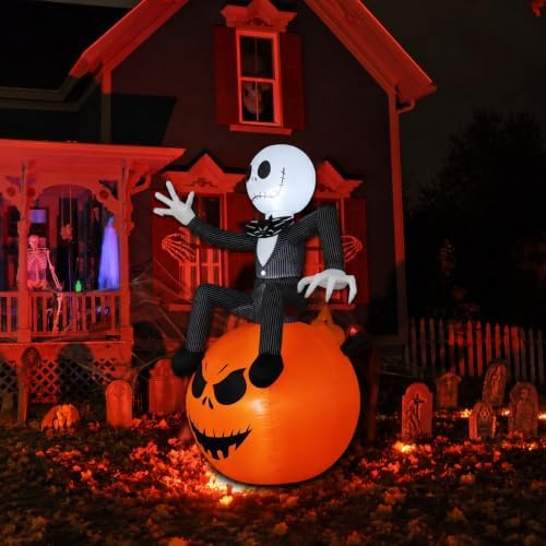 6 Ft Inflatable Halloween Yard Decorations - Outdoor Blow Up Yard Pumpkin Dec...