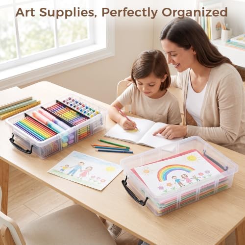 Citylife 2PC Storage Bins with Lids,Storage Box with Dividers