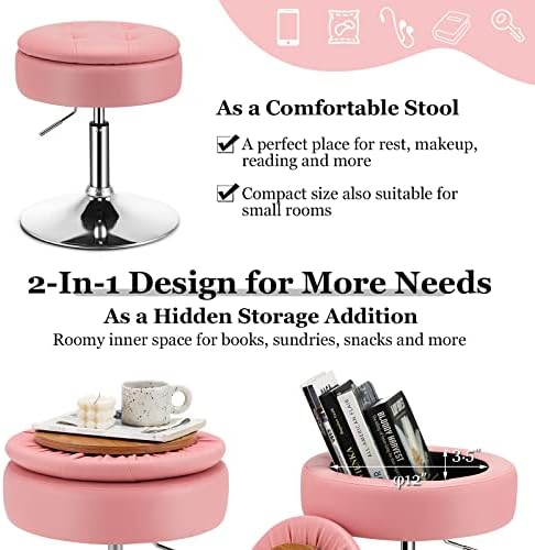 GIANTEX Adjustable Swivel Vanity Stool Set of 3, 360° Swivel 20"-26&quot...