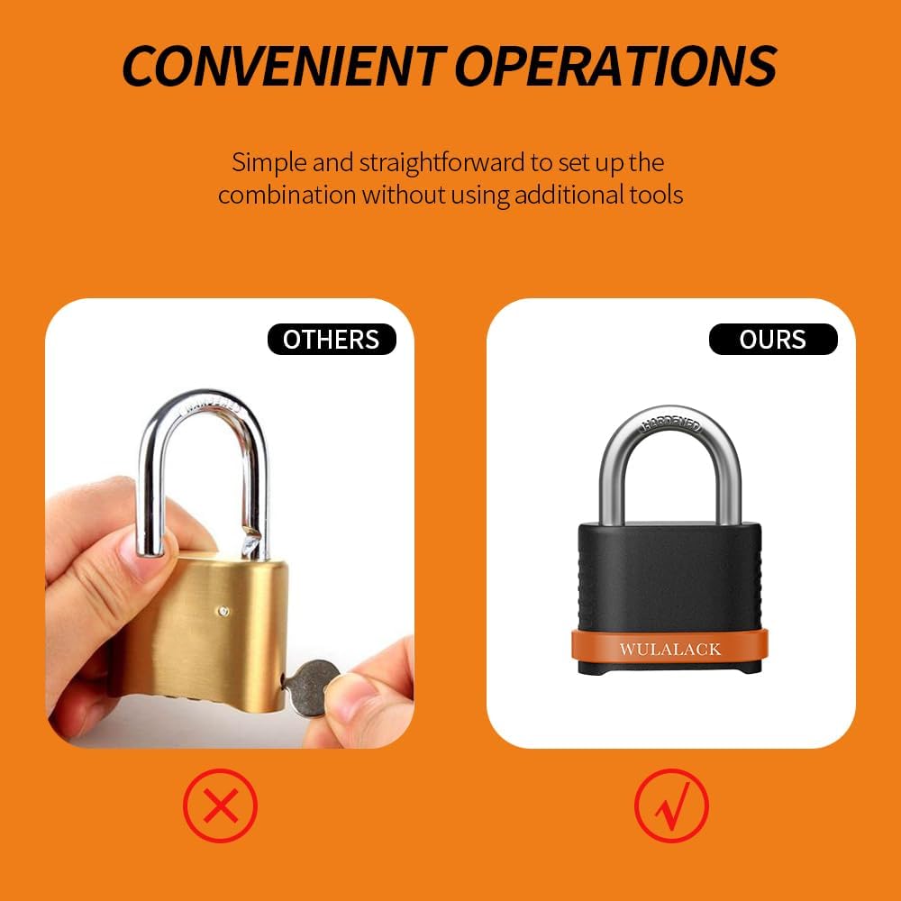 WULALACK Heavy Duty Combination Lock, Combo Lock for Outdoor Fence or Shed, R...