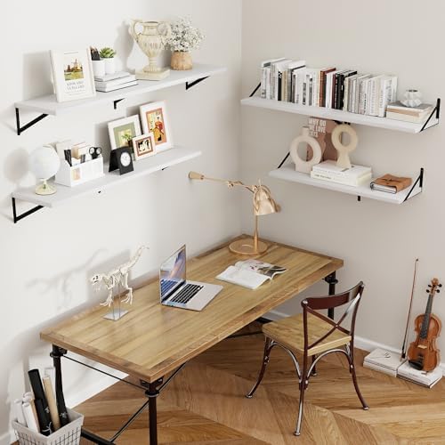 Axeman Floating Shelves for Wall White - 36 Inch Wide x 12 Inch Deep Wall She...