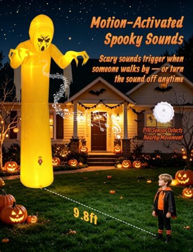 Elegear 12FT Gauze Ghost Halloween Inflatable, Motion-Activated Sounds