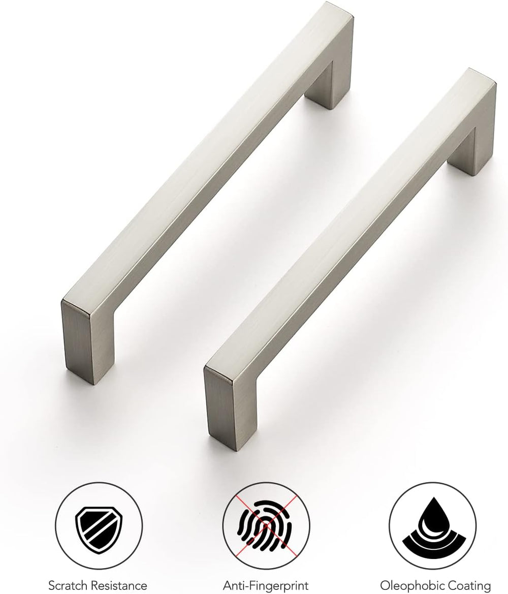 Ravinte Brushed Nickel Square Solid Cabinet Handles, 3-3/4 Inch, 30 Pack