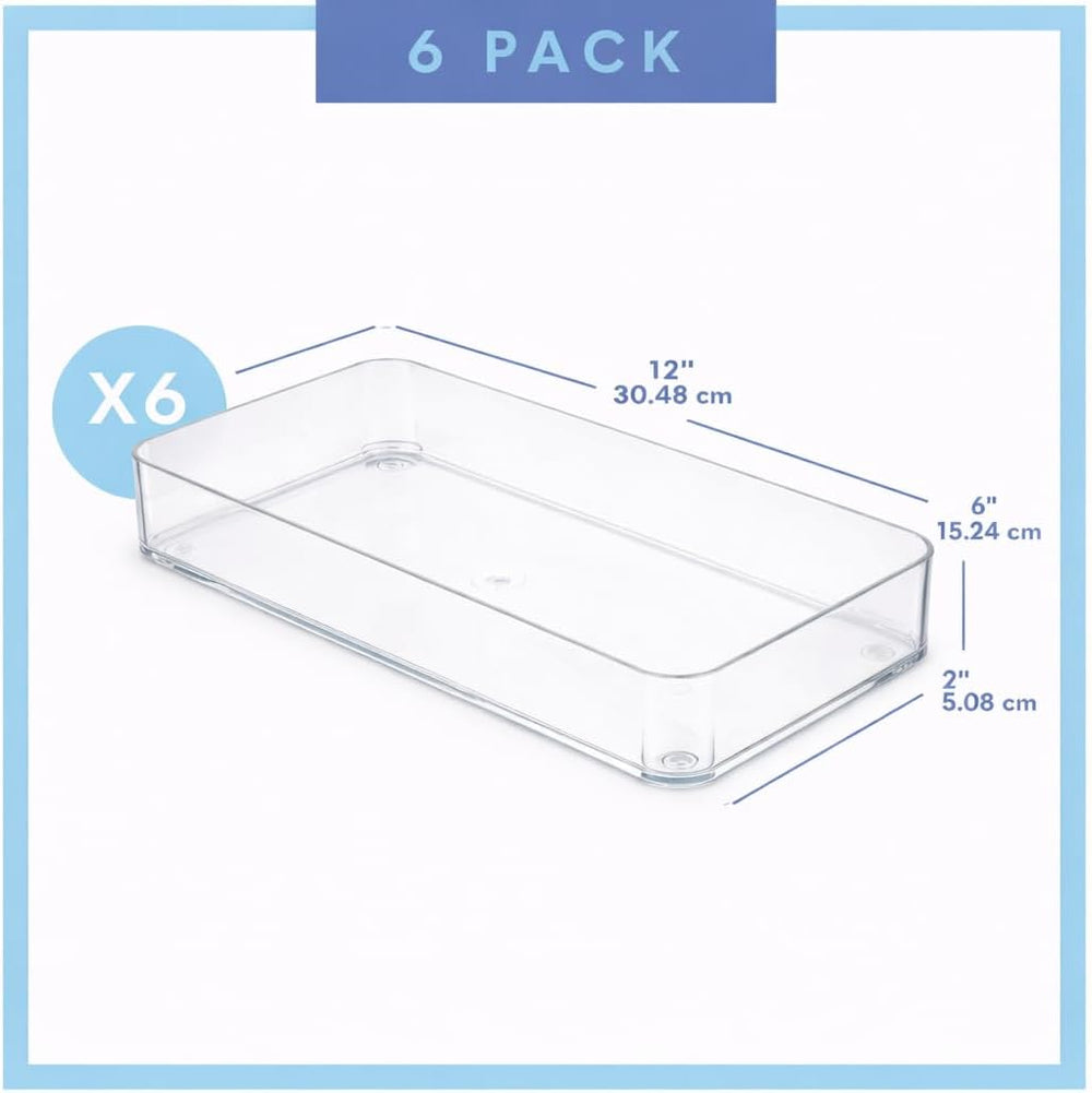 primebox Plastic Clear Acrylic Drawer Organizers. Bathroom, Kitchen, Bedroom,...