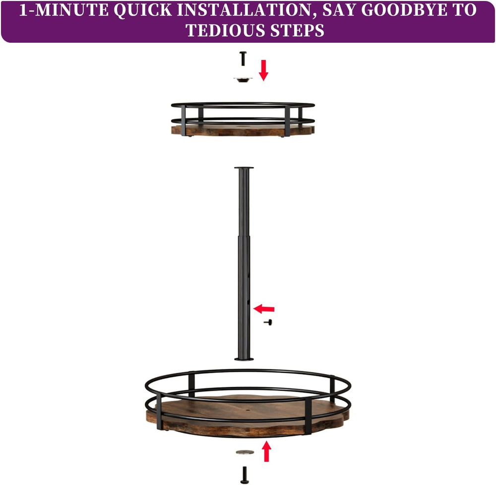 Heavy-Duty 2-Tier Lazy Susan Organizer, Adjustable to Different Heights, Coun...