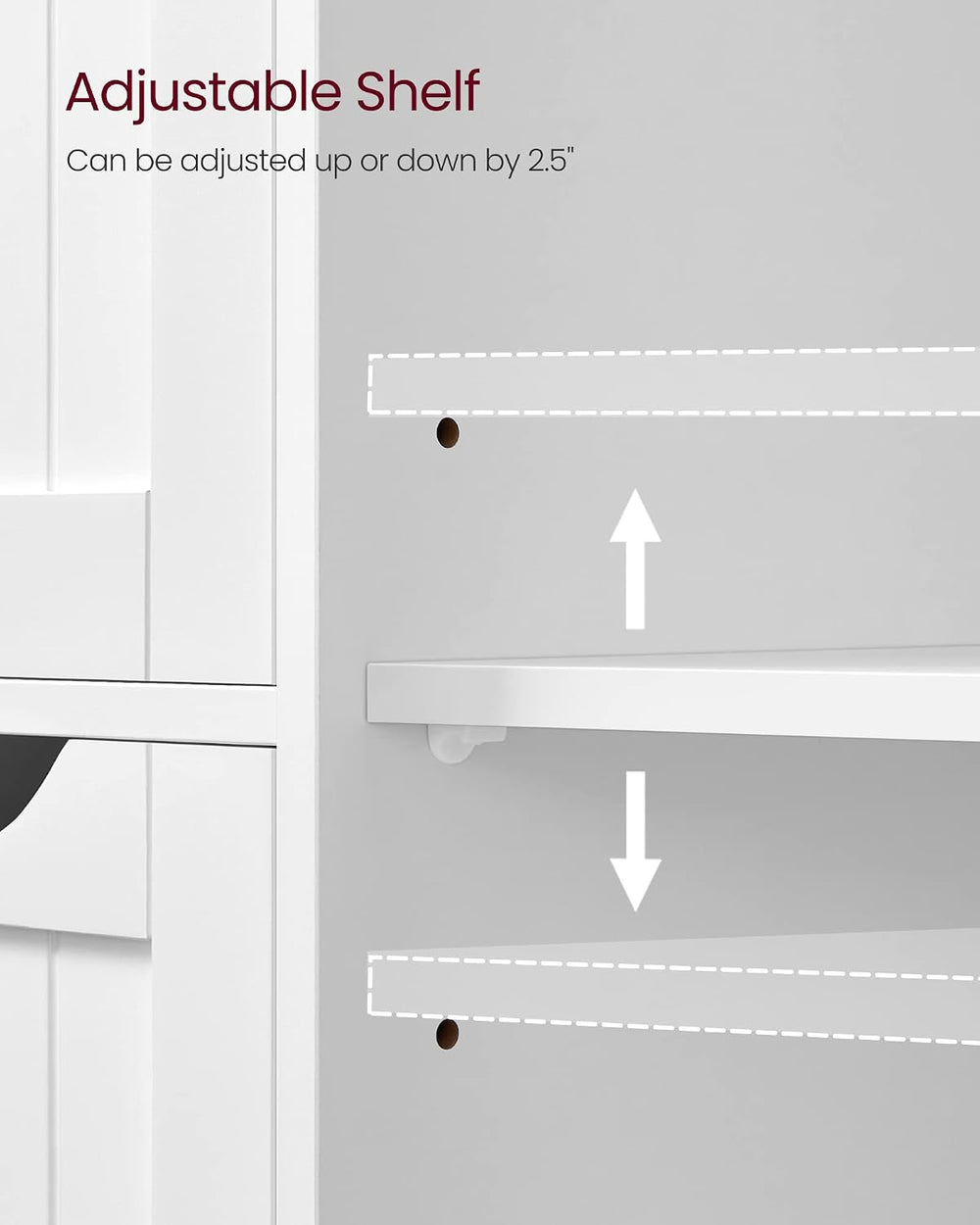 VASAGLE Bathroom Floor Storage Cabinet, 3 Drawers, Cloud White