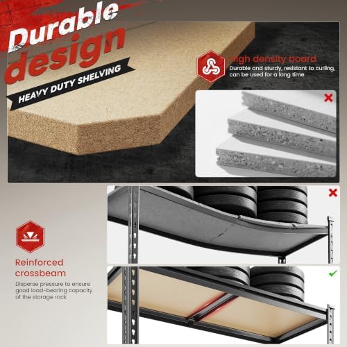 REIBII 2400 LBS Garage Shelving for Basement, Adjustable Shelving Unit