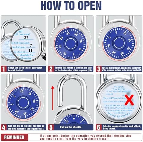 Combination Padlock 12 Pack, 50 mm (2") Blue Dial