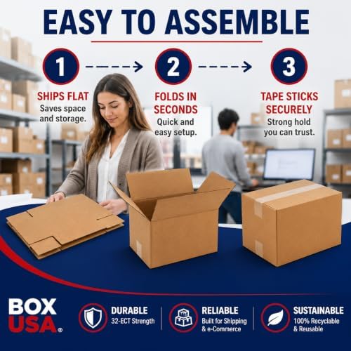 BOX USA Long Boxes Holds 65lbs, 32x12x12 20-Pk for Shipping & Packing