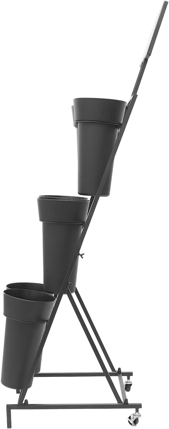 3-Tier Flower Display Stand with 6 Buckets, Commercial Metal Plant Rack with ...