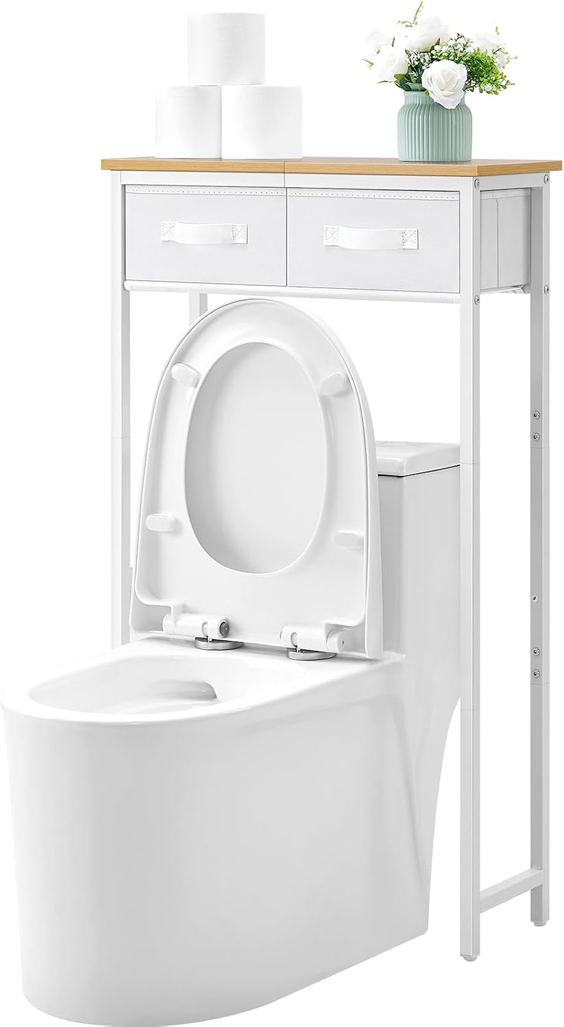 MOHOPE 2-Tier Over The Toilet Storage with 2 Fabric Drawers, Freestanding Abo...