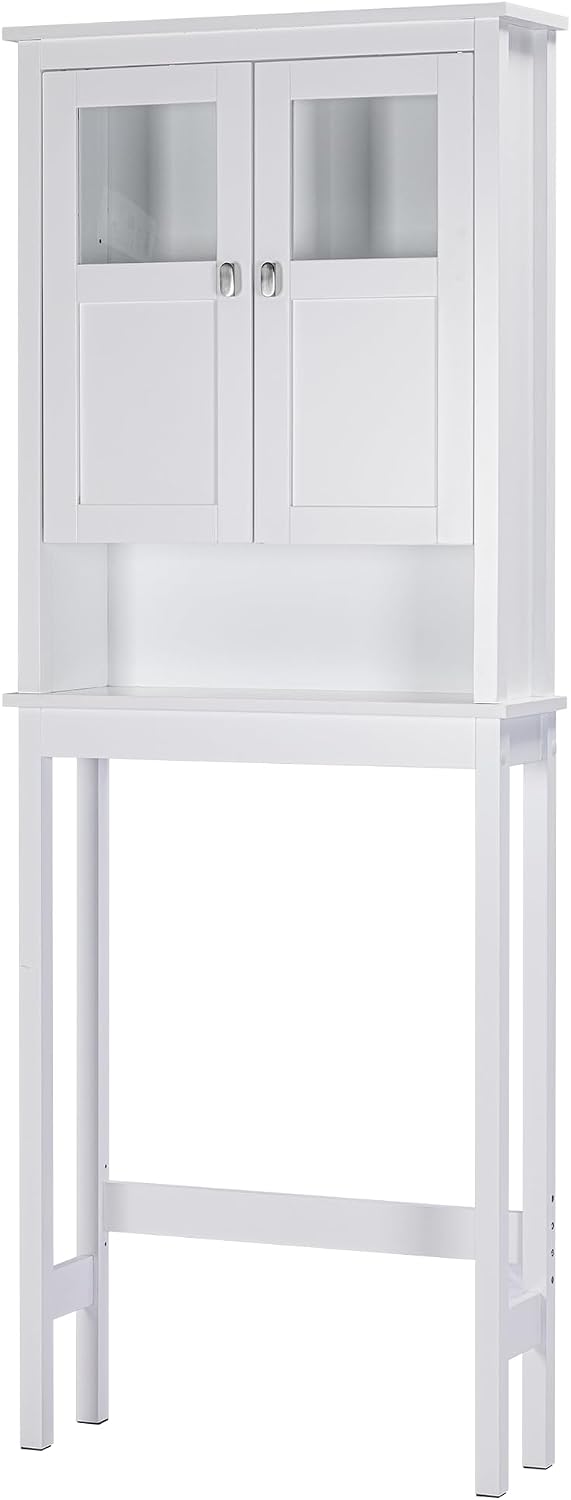 Spirich Bathroom Over the Toilet Storage Cabinet with Glass Doors, White