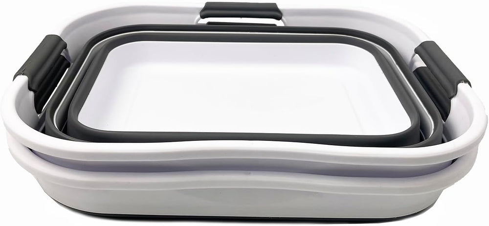 SAMMART Set of 2 Collapsible Plastic Laundry Basket/Organizer-Washing Tub-Fol...