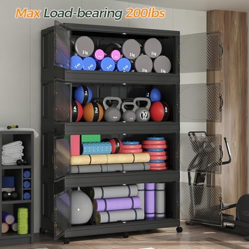 300GAL/1200QT Plastic Storage Bins with Lids & Wheels, Collapsible Stacka...
