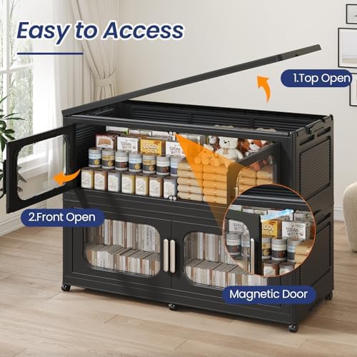 200GAL Extra Large Storage Bins with Lid, 800QT Storage Bins with Wheels, Fol...