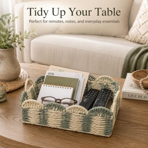 Rectangular Boho Decor Bin,Handmade Paper Rope Basket,Large