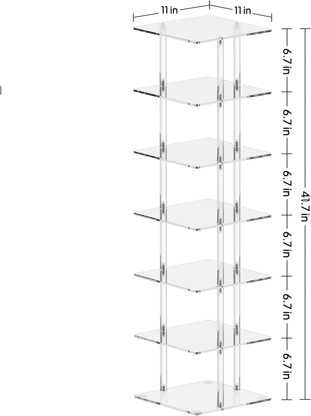 Aquiver Acrylic Vertical Shoe Rack - Free Standing Shoe Rack 7 Tier Shoe Stor...