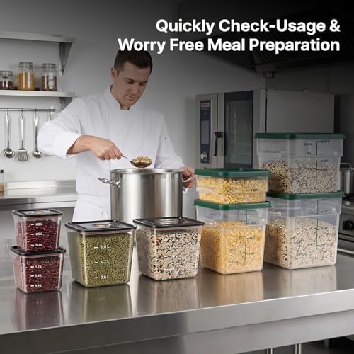 8 Pack Food Storage Containers;Stackable&Durable（0.95+1.5+2.2+3.2+4 * 4qt）