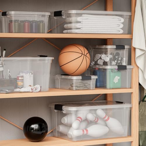 Superio 49 Quart Clear Plastic Storage Boxes with Lids, Stackable Organizer C...