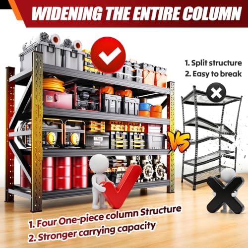 59" W Storage Shelves, 3T Adjustable Garage Shelving Unit, Rust Proof La...