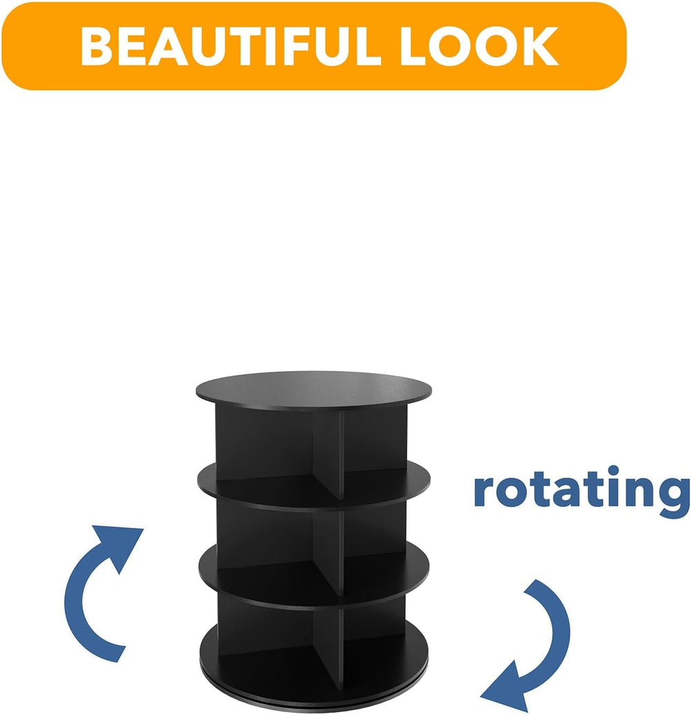 SpaceAid 3 Tier Rotating Shoe Rack Tower, Spinning Shoe Display Lazy Susan, R...