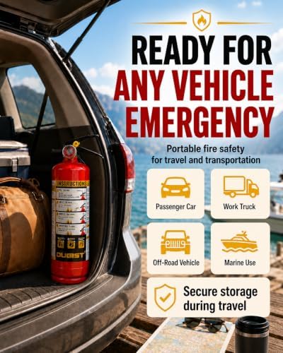 Ougist Home Fire Extinguisher, 2.5 lb ABC Dry Chemical 1-A:10-B:C, 1 Pack