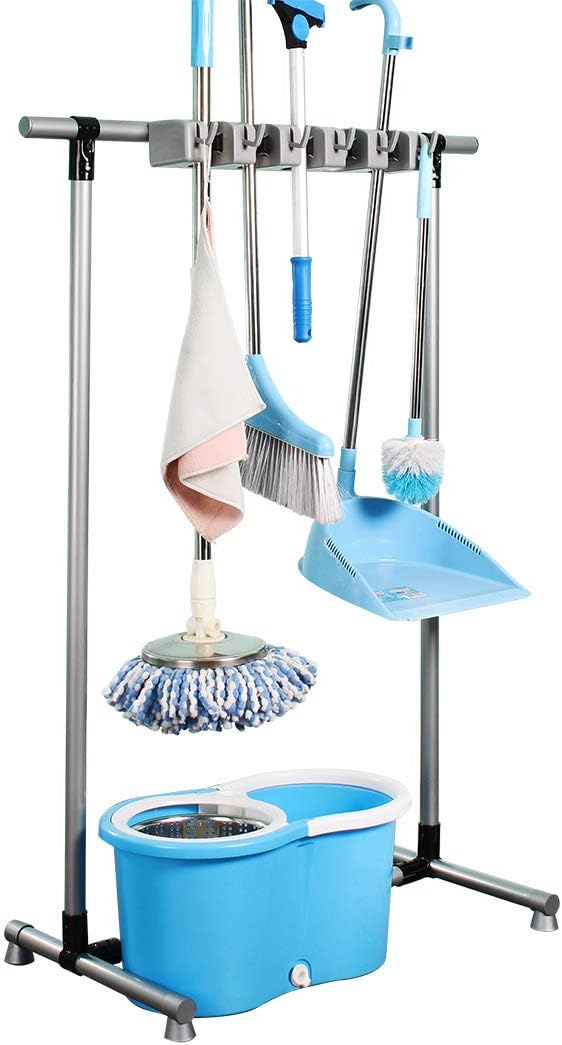 Broom Mop Holder Floor-Mounted mop Rack Cleaning Tool storage